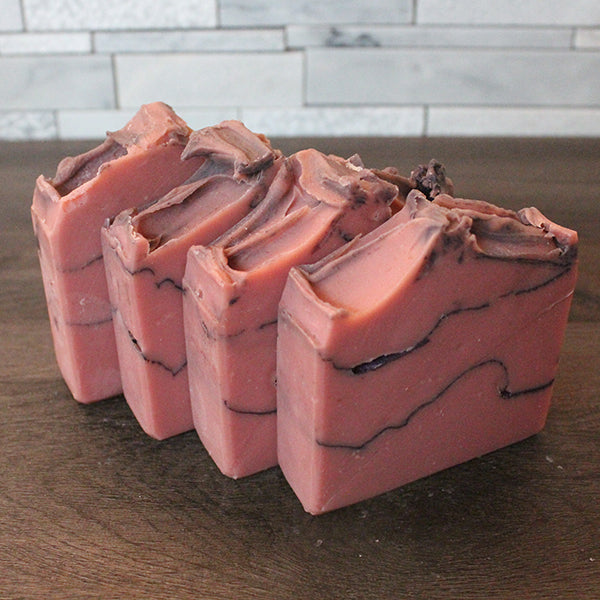 Pink Bar soaps with Charcoal Mica Lines